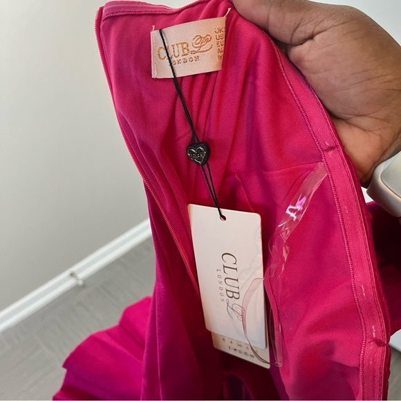 NEW ASOS Club L London Dress 4 Hot Pink Party Event Avant Garde Barbie Mini - Picture 9 of 11